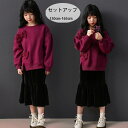 子供服 女の子 セットアップ 防寒 裏起毛 上下セット キッズ 裏起毛スウェット+裏起毛スカート 冬着 普段着 通学着 記念日 撮影写真 イベント 誕生日 結婚...