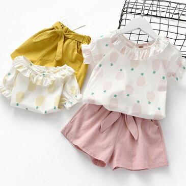 韓国子供服 上下 キッズ 女の子 セットアップ 夏 Tシャツ パンツ 100 110 120 130cm カジュアル パンツセット 韓国風 通学 旅行 お出かけ 夏休み おしゃれ