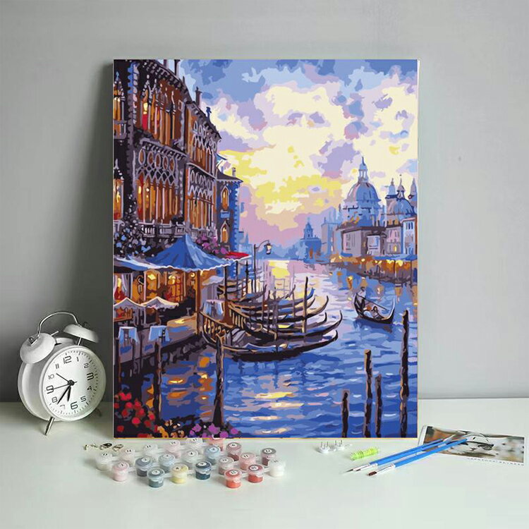 【6%OFFクーポン】ナンバーペイント DIY 数字油絵 数字塗り絵 パズル絵 子供 大人の塗り絵 油絵 フレーム付 風景画 油絵塗り絵 アクリル絵具 数字で塗...