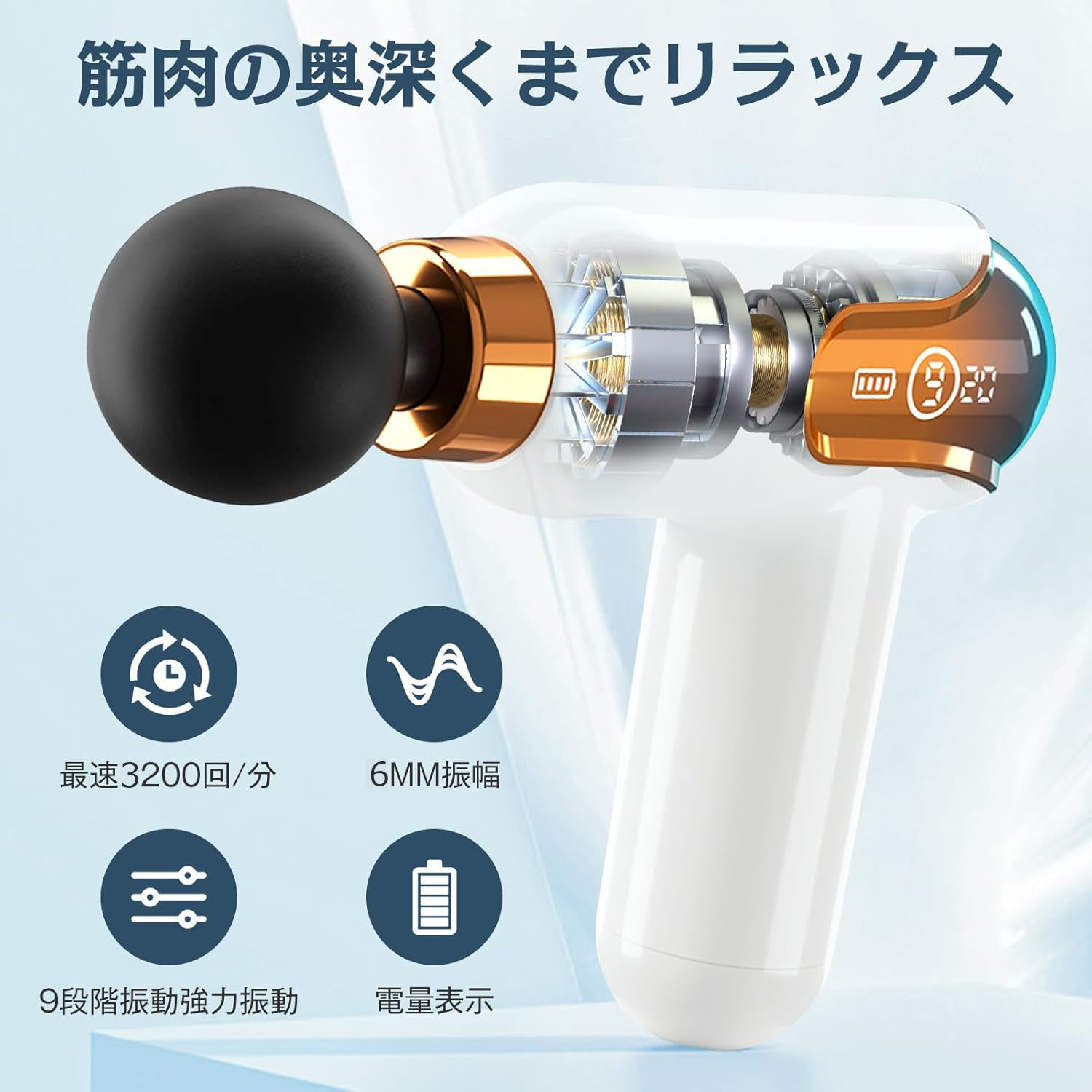 【MINI筋膜ガン 9段階振動強力振動】 筋膜リリースガンハンディガン 筋膜リリース MINI 筋膜リリース AI自動モード付き 350g超軽量 最速3200回/分 静音 LED表示 携帯便利 Type-C急速充電 収納ケース 家庭用 誕生日プレゼント 女性 男性 父の日 母の日 敬老の日 ギフト最適