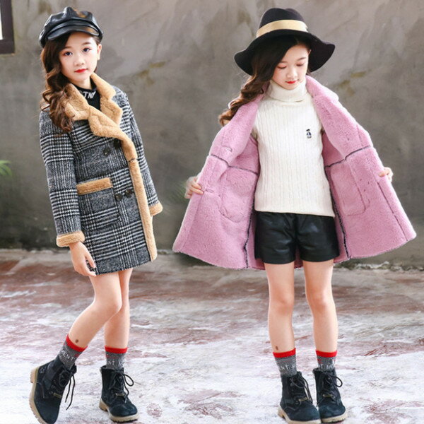 韓国子供服 冬服 女の子 コート チェック柄 裏起毛 コート女児 アウター 通学 通園 厚手 防寒 長袖 アウトドア おしゃれ 子ども服 カジュアル キッズコー...