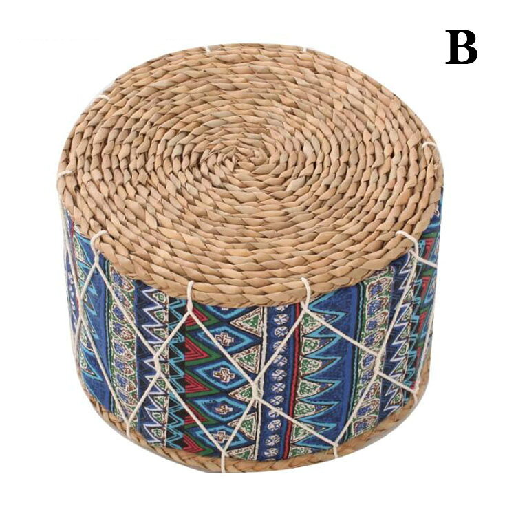 40*20cm わら編み座布団 座布団 藤編 草編フロアクッション ラウンドクッション インテリア 円形 丸型 畳 丸座布団 和室 ギャザー チェアクッション スツール ベンチ 椅子 チェア イス 背もたれなし 足置き 脚置き サイドテーブル 腰掛け スタッキング可能 腰掛けが低い 8色