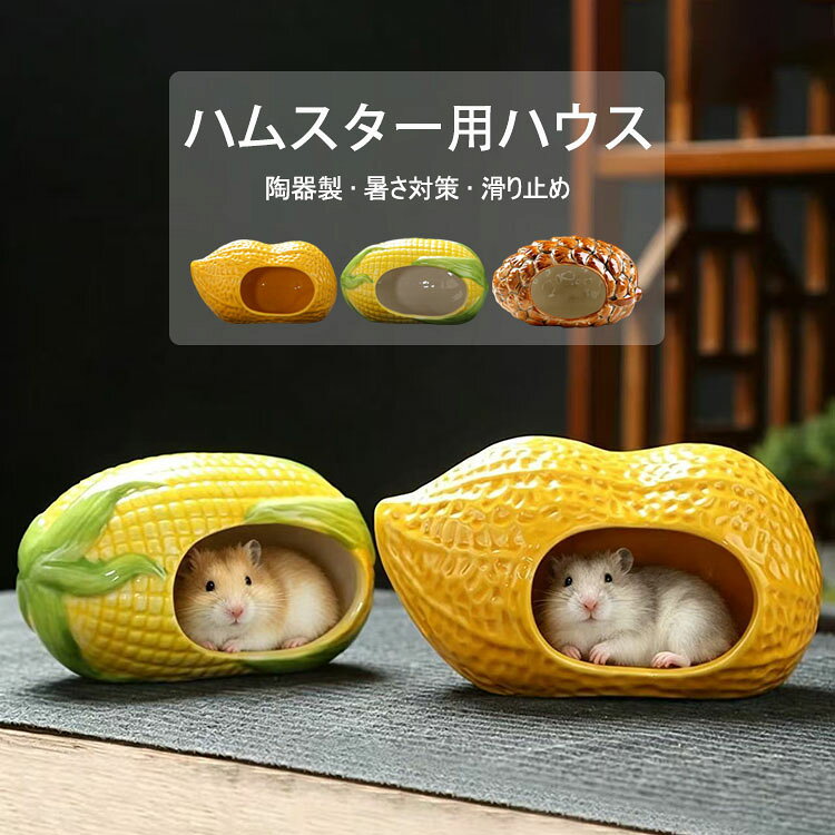 【送料無料】ハムスターハウス 家 陶器製 落花生型/玉蜀黍型/松毬型 ハムスター用ハウス セラミック 小動物用ハウス 夏用 ひえひえ ハウス 涼しい 冷却 ハムスター 小屋 寝床 隠れ家 巣箱 暑さ対策 小動物 ペット 必需品 かわいい 底部滑り止め 洗える 耐久性 涼み場所