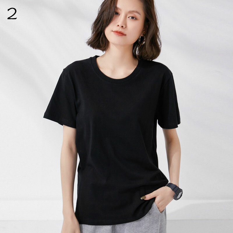 Tシャツ レディース トップス 半袖 無地 クルーネック 丸首 ゆったり シンプル き...