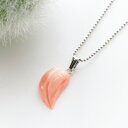 【訳あり商品】 ピンクサンゴ(桃珊瑚) リーフ型 約10×18×5mm ペンダントネックレス 約40cm+5cmアジャスター 真鍮