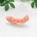 ピンクサンゴ (深海珊瑚) 小花 彫り ブローチ メッキ 金具