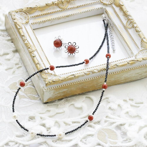 アフリカ珊瑚淡水真珠セミラウンドナ...