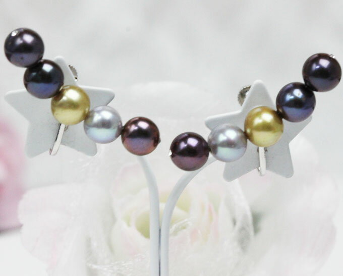 淡水パール処理マルチカラーイヤリン...