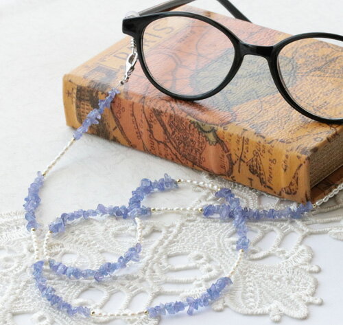 【訳あり商品】 タンザナイト サザレ玉 ヘマタイト 淡水真珠 ライス ナチュラル メガネチェーン マスクチェーン ネックレス 約70cm(金具込) 真鍮