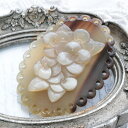 【訳あり商品】 水牛 バッファローホーン フラワーモチーフ ブローチ ペンダントトップ 真鍮金具 ネックレス別