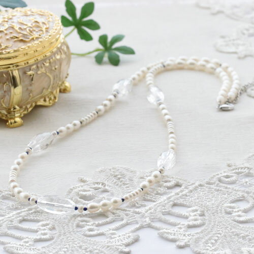 淡水真珠水晶ラピスラズリネックレス...