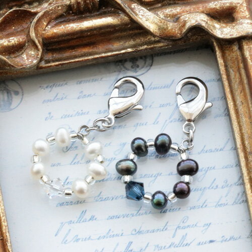 淡水真珠 ナチュラル 淡水真珠処理 小粒 ガラス チャーム 真鍮カニ爪