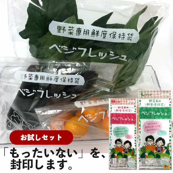 楽天お肉＆サラダ保管計画 楽天市場店ベジフレッシュM&L お試しセット 冷蔵保存 フリーザーバッグ おすすめ 長持ち 食品ロス チャック付袋 ジッパー付 鮮度保持 食品保存袋 鮮度保持 鮮度保持袋 小分け袋 便利 お手軽 野菜 肉 果物 フルーツ 食品 冷凍 常温 節約 業務用 大容量 送料無料