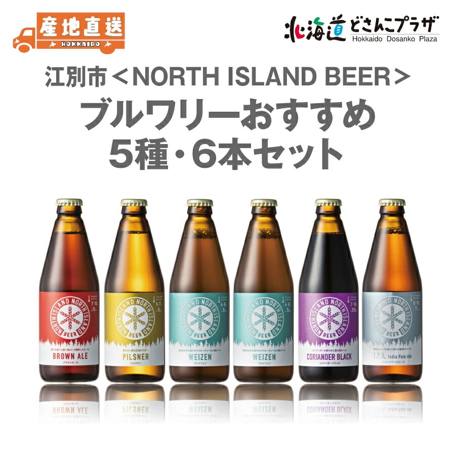 産地出荷「江別市 ノースアイランドビール ブルワリーおすすめ5種6本セット」冷蔵 送料込 ギフト 北海道 道央 プレゼント 酒 アルコール クラフトビール