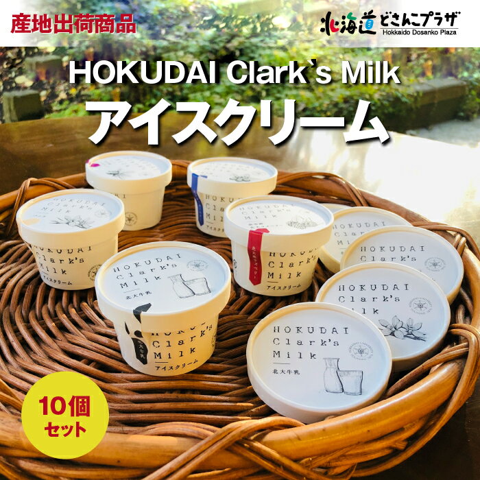 産地出荷「HOKUDAI Clarks Milk アイスクリーム10個セット」冷凍 送料込 父の日 北海道 アイスクリーム カップアイス アイス 詰合せ スイーツ ミルクアイス 美味しい アイスセット お祝 御礼 ギフト 北大 北海道大学