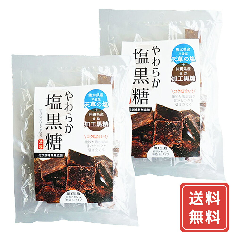 黒糖 お菓子 ミネラル補給 個包装 加工黒糖 やわらか塩黒糖 85g 2袋セット 送料無料 シイレル お中元