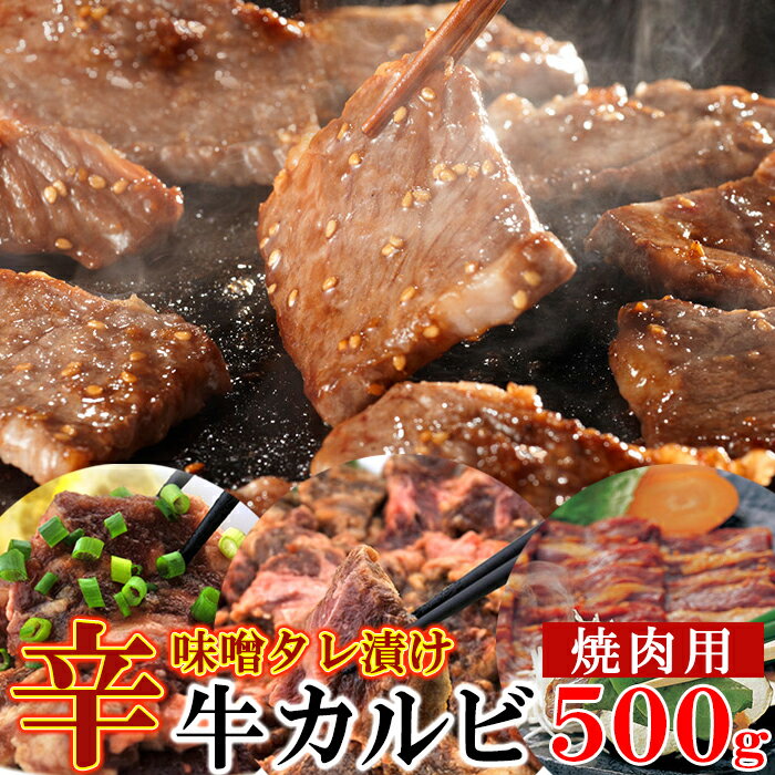 お手軽簡単BBQにも♪辛味噌タレ漬け牛カルビ(焼肉用)500g 肉マーケット