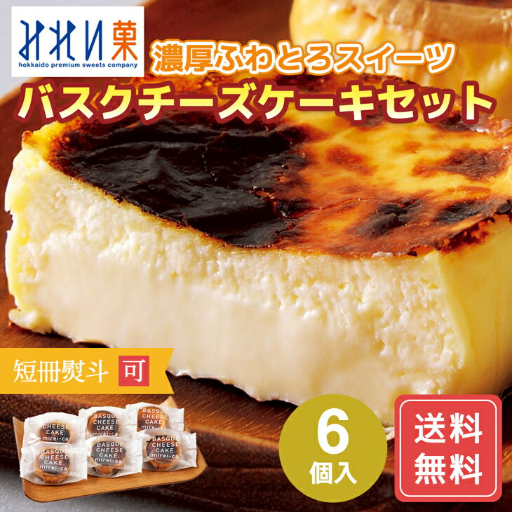 バスクチーズケーキ 6個 濃厚 チーズケーキ 個 みれい菓 ケーキ 個 送料無料 グルメ 冷凍 ギフト バスク チーズケーキ 産地直送 内祝い お返し FUJI 御中元 御歳暮 小分け プレゼント 個包装 化粧箱 ギフト お祝い プチギフト 母の日 こどもの日