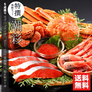 お歳暮 海鮮 かに ギフト送料無料 特撰 海鮮セット 潮彩(しおさい)(5品セット)【御歳暮 冬ギフト プレゼント 孫 北海道 海鮮 蟹 カニ ずわいがに ズワイガニ 毛蟹 毛ガニ 鮭 北海道産 海老 えび】ggho gghp