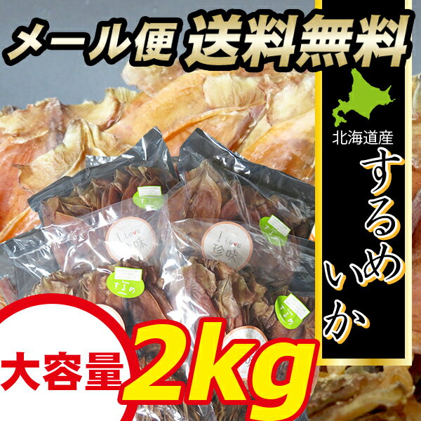 【メール便/送料無料】珍味 北海道産 するめいか(小サイズ/約112枚入り) 2kg(500g×4袋)【北海道 ビール 増量 おつまみ 珍味 干物 セット スルメイカ スルメ 寒風干し】【ラッキーシール対応】【10_OFF】