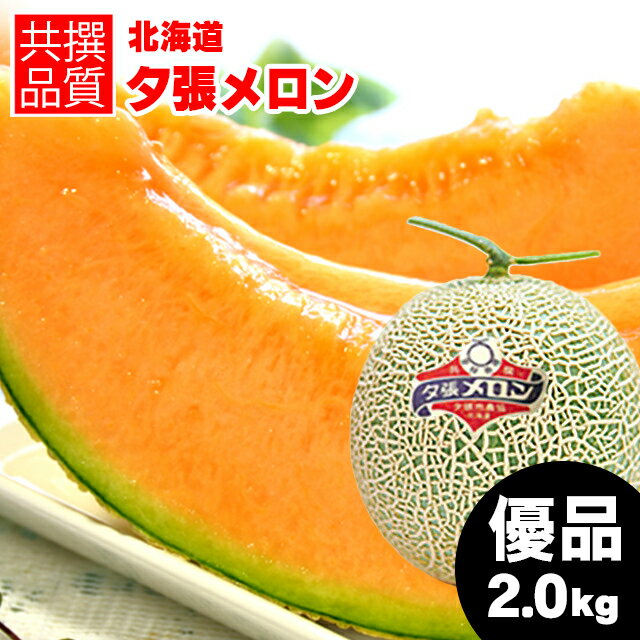 【予約】お中元 メロン ギフト 送料無料 北海道 夕張メロン（共撰 優品 約2.0kg/LLサイズ）【御中元 暑中見舞い 大玉 赤肉メロン 赤肉 夕張 ゆうばり ゆうばりメロン 北海道産 1玉 1玉 2玉 2玉 3玉 北海道メロン めろん フルーツ ブランドメロン】