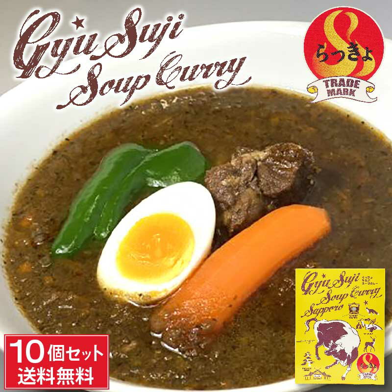 らっきょ 牛すじ スープカレー 490g(具材390g/スープ100g)×10箱セット 北海道 具材たっぷり お土産 タンゼン TANZEN 人気 有名店 母の日 プレゼント