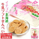 タケダ イチゴの北海道牛乳ソフトせんべい 55g 16袋セット 北海道産 原材料 おかき いちご お土産 ギフト プレゼント お取り寄せ 敬老の日 夏ギフト お中元 御中元