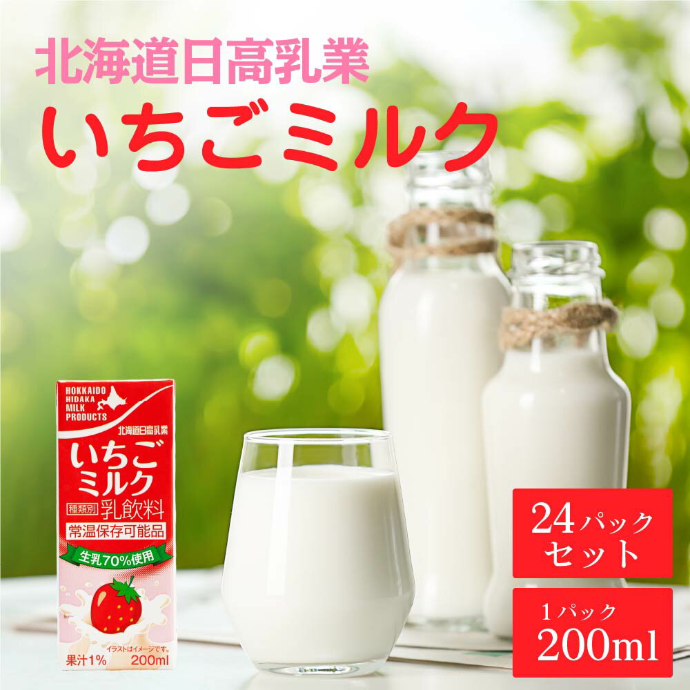 北海道日高 いちごミルク 200ml×24本 いちご果汁 乳飲料 紙パック 北海道限定 常温保存 父の日 プレゼント