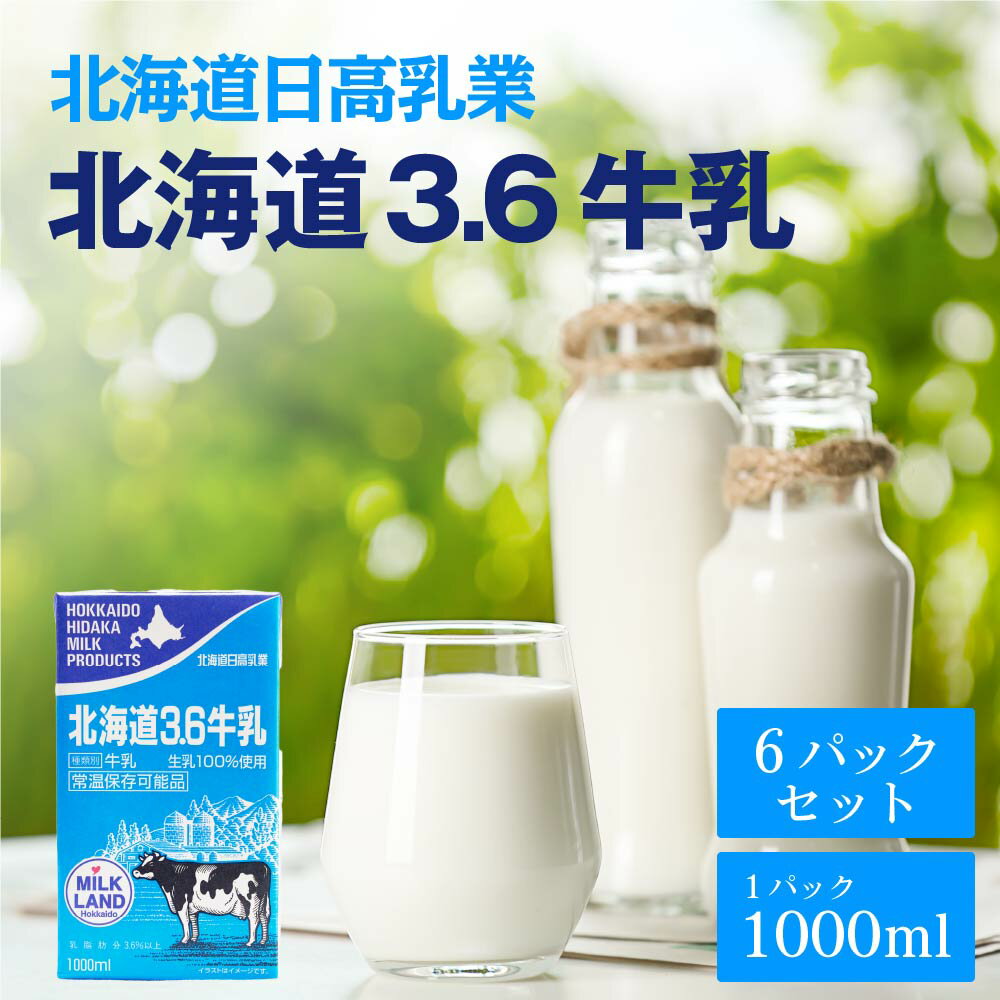 北海道日高牛乳 北海道日高 北海道3.6牛乳 1000ml紙パック×6本 乳性 牛乳 紙パック 北海道限定 常温保存 父の日 プレゼント