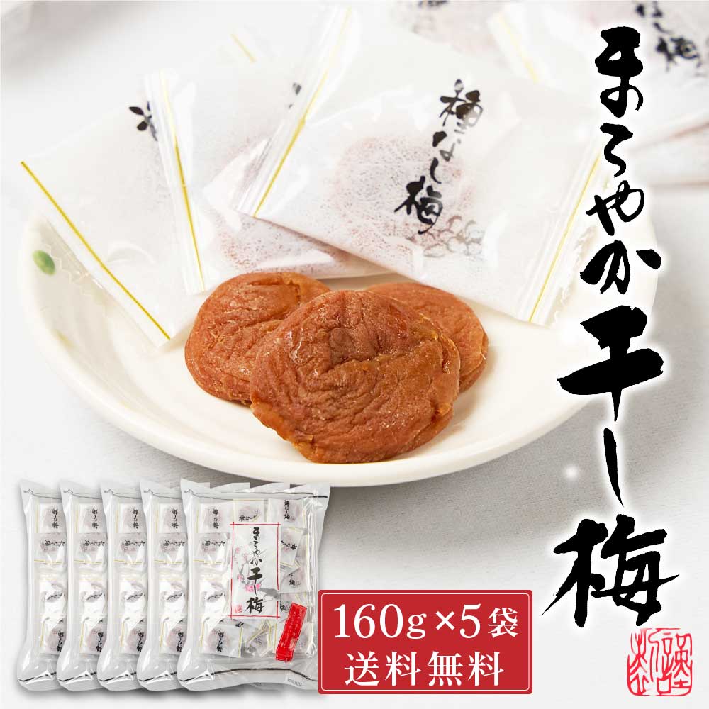 まろやか干し梅 ピロ大 160g入 × 5袋セット 送料無料 梅干し 種無し 種なし 個包装 小袋  ...