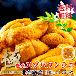 バフンウニ ＼店内全品PT2倍／ 3/21～3/27 【赤字覚悟の3個で3,939円OFFクーポン】うにランキング1位 最高級特A品 北海道産 塩水エゾバフンウニ100g 1パック【生うに 生ウニ 塩水ウニ 塩水うに 父の日 ギフト 御中元 お中元 お歳暮 seafood】