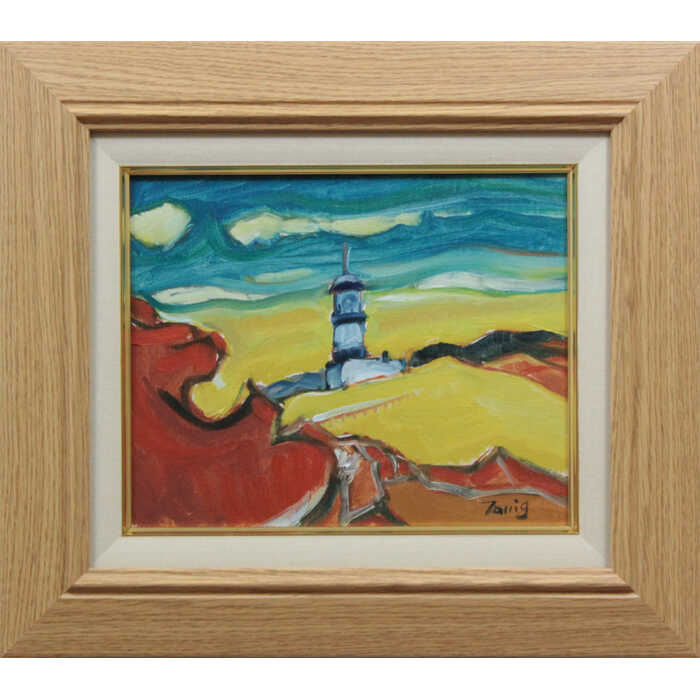 Rakuten - 絵画 谷口一芳 油絵・油彩画 『神威岬』 海岸 灯台 自然 風景 北海道風景 力強い 一点物 美術品 アート たにぐちいっぽう
