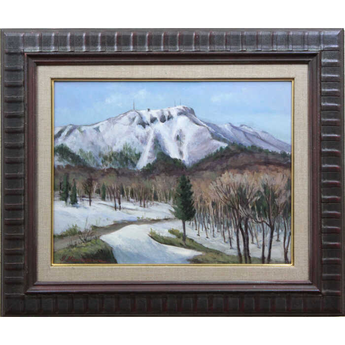 Rakuten - 絵画 金澤巌 油絵・油彩画 『雪解けの手稲山』 山 林 自然 雪 風景 北海道風景 力強い 一点物 美術品 アート かなざわいわお