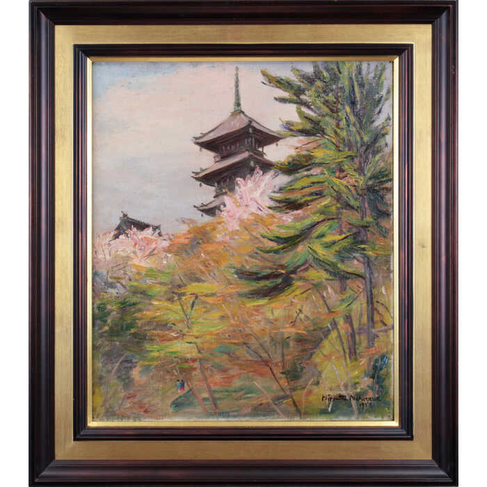 乐天商城 - 絵画 中沢弘光 油絵・油彩画 『風景』 建造物 風景 一点物 美術品 アート なかざわひろみつ