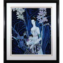 絵画 ティン・シャオカン シルクスクリーン 版画 『花影の母子像』 人物 子ども 植物 空想世界 美人 花 幻想的 美術品 アート