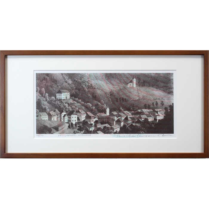 絵画 木村光佑 リトグラフ 版画 『メモリー LJUBLJANA』 木 森 街 風景 外国風景 美術品 アート きむらこうすけ