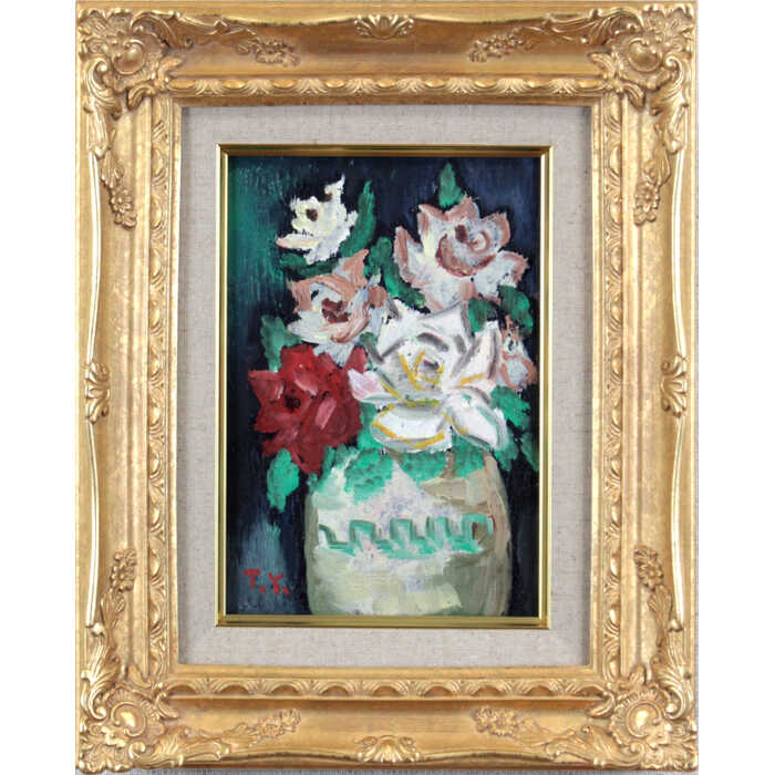 絵画 横山トシ 油絵・油彩画 『バラ』 花 静物 一点物 美術品 アート ご贈答品 ギフト よこやまとし