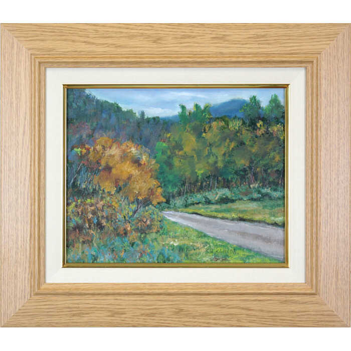 絵画 鎌田国子 油絵・油彩画 『紅葉』 森 道 長閑 一点物 美術品 アート ご贈答品 ギフト かまだくにこ