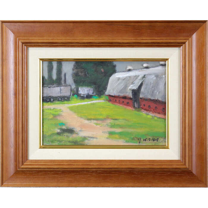 絵画 原義行 油絵・油彩画 『北大昔日（第二農場）』 農場 北海道風景 一点物 美術品 アート ご贈答品 ギフト はらよしゆき