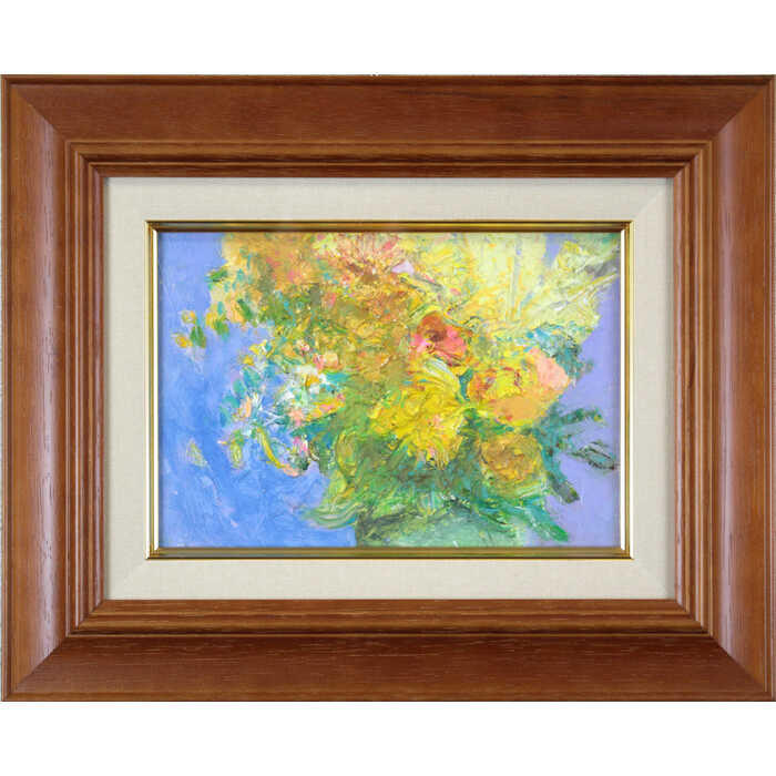 Rakuten - 絵画 前田常男 油絵・油彩画 『花』 花 淡い 一点物 美術品 アート ご贈答品 ギフト まえだつねお