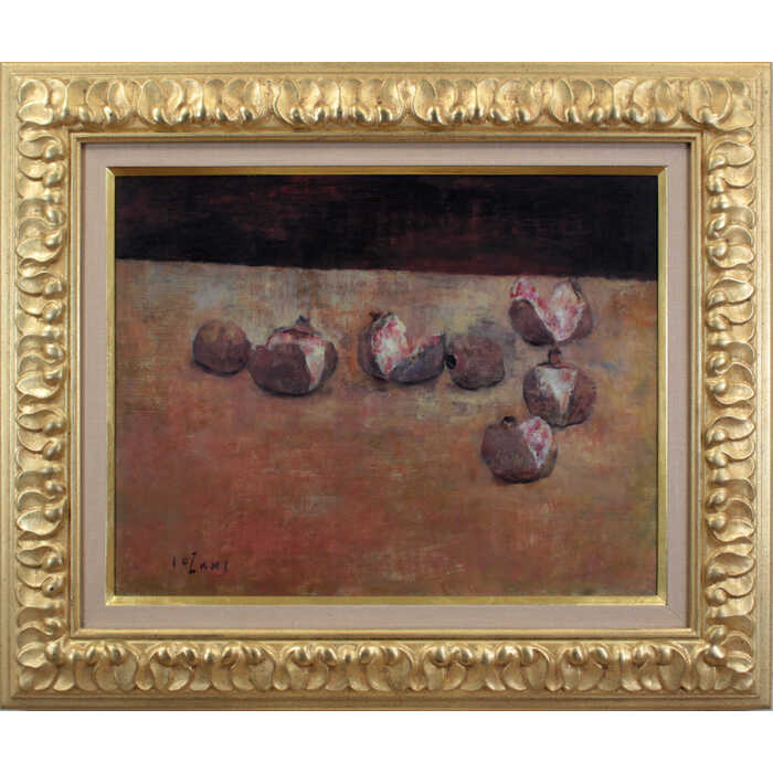 絵画 五百住乙人 油絵・油彩画 『ざくろ』 果実 果物 静物 優しい 穏やか 一点物 美術品 アート いおずみきのと