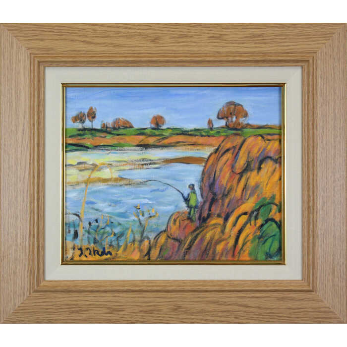 Rakuten - 絵画 池辺一郎 油絵・油彩画 『秋の川』 川 風景 一点物 美術品 アート ご贈答品 ギフト いけべいちろう