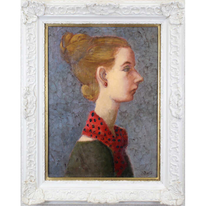 Rakuten - 絵画 佐藤真一 油絵・油彩画 『横向き少女』 人物 美人 一点物 美術品 アート さとうしんいち
