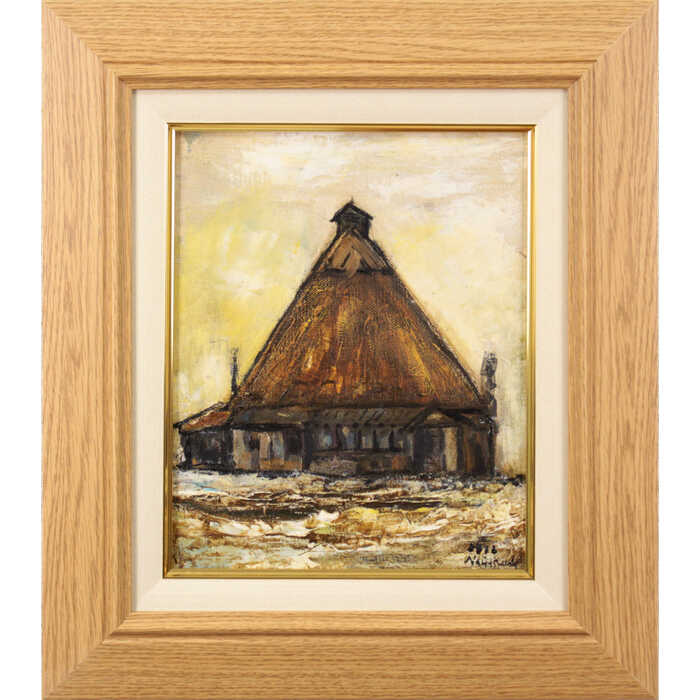 絵画 長川清悦 油絵・油彩画 『民家』 家 建造物 一点物 美術品 アート ご贈答品 ギフト ながかわせいえつ