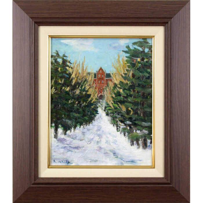 Rakuten - 絵画 内田かをる 油絵・油彩画 『渡島当別修道院』 建造物 雪 北海道風景 一点物 美術品 アート ご贈答品 ギフト うちだかをる