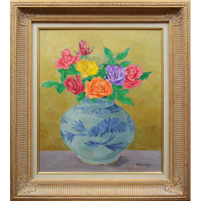 Rakuten - 絵画 南大路一 油絵・油彩画 『薔薇』 花 静物 力強い 一点物 美術品 アート みなみおおじひとし