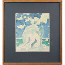 絵画 国松登 水彩画 『氷人』 人々 流氷 空 海 淡い 静謐 一点物 美術品 アート くにまつのぼる