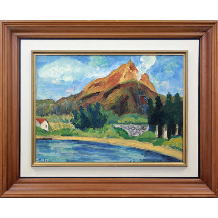 Nature, Landscape - 絵画 飯島庸行 油絵・油彩画 『昭和新山』 山 木 湖 自然 風景 北海道風景 夏 力強い 明るい 一点物 美術品 アート いいじまつねゆき