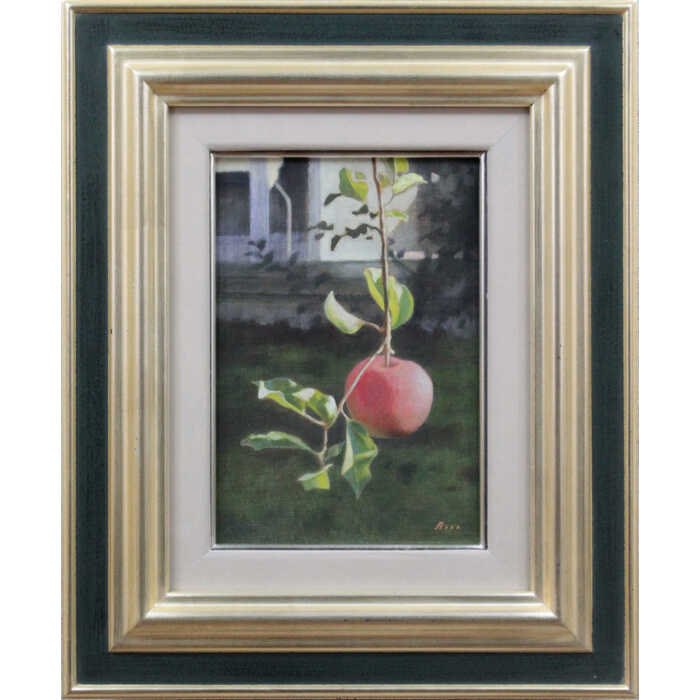 絵画 佐々木敏光 アクリル画 『熟果（りんご）』 果物 優しい 明るい 生き生き 穏やか 美術品 アート ..