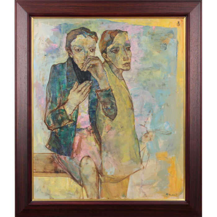 絵画 高橋三加子 油絵・油彩画 『街角のひと』 人物 渡世 一点物 美術品 アート たかはしみかこ